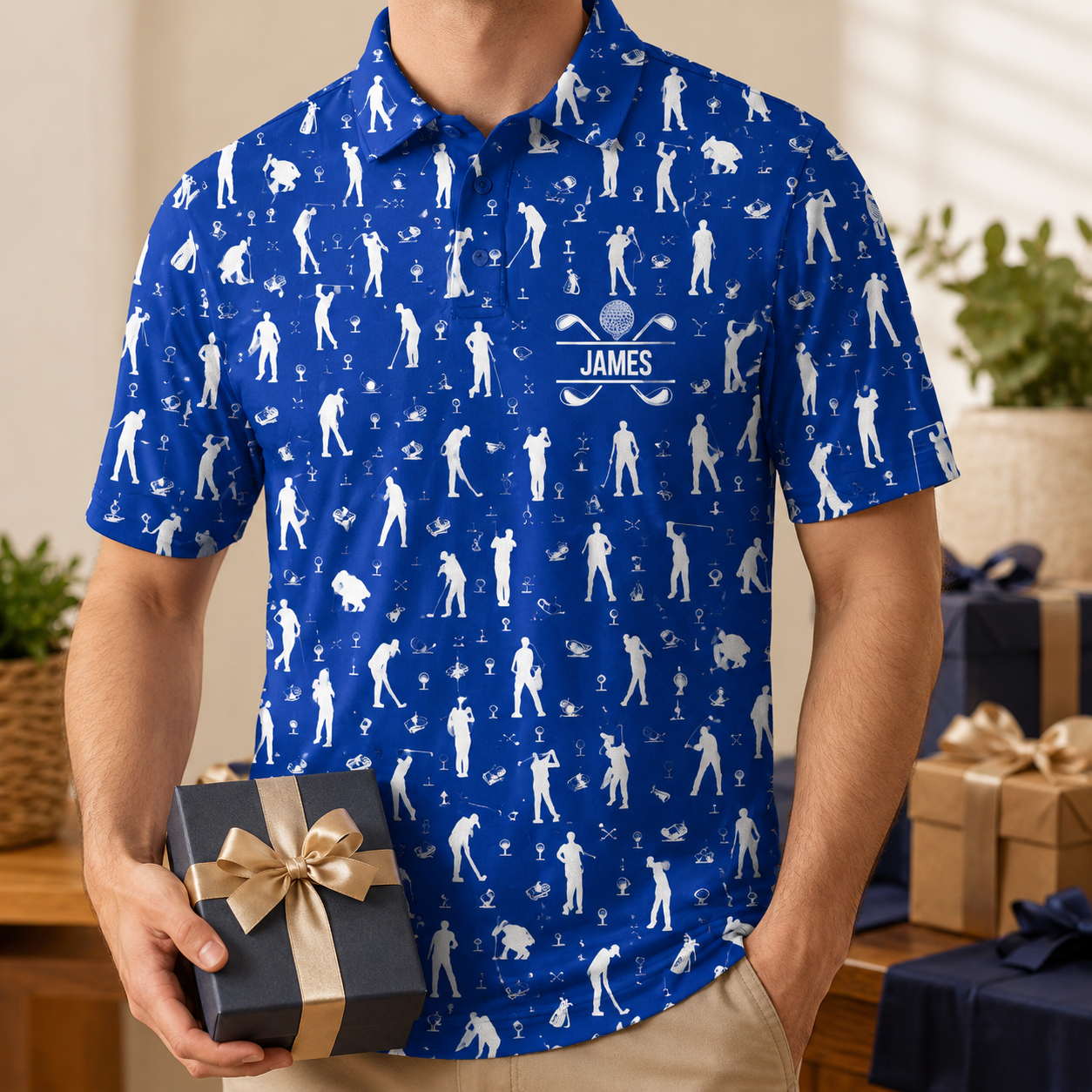 Custom Dad Golf Polo Shirt, Personalized Polo Shirt For Husband Dad Grandfather TOM99