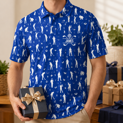 Custom Dad Golf Polo Shirt, Personalized Polo Shirt For Husband Dad Grandfather TOM99