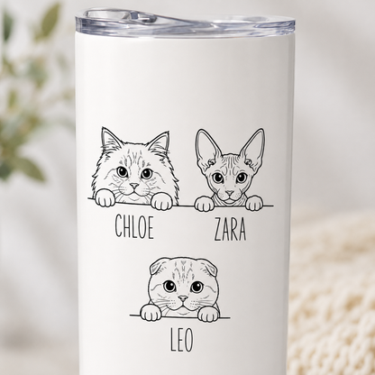 Personalized Photo My Pretty Cats 20oz Skinny Tumbler – Custom Cat Photo Skinny Tumbler For Woman and Cat Owners TOM99
