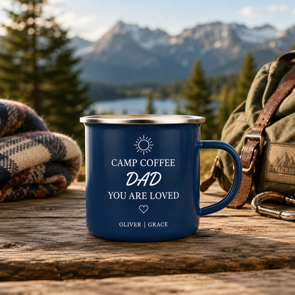 Personalized Dad Camp Mug 12oz, Custom Dad Enamel Cup, Gift For Dad TOM99