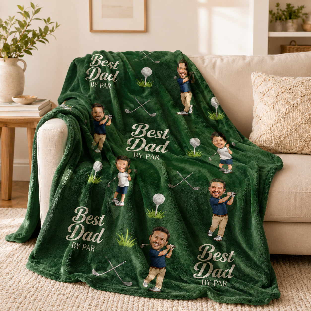 Custom Dad Golf Photo Blanket, Personalized Dad Gifts | Gift For Dad TOM99
