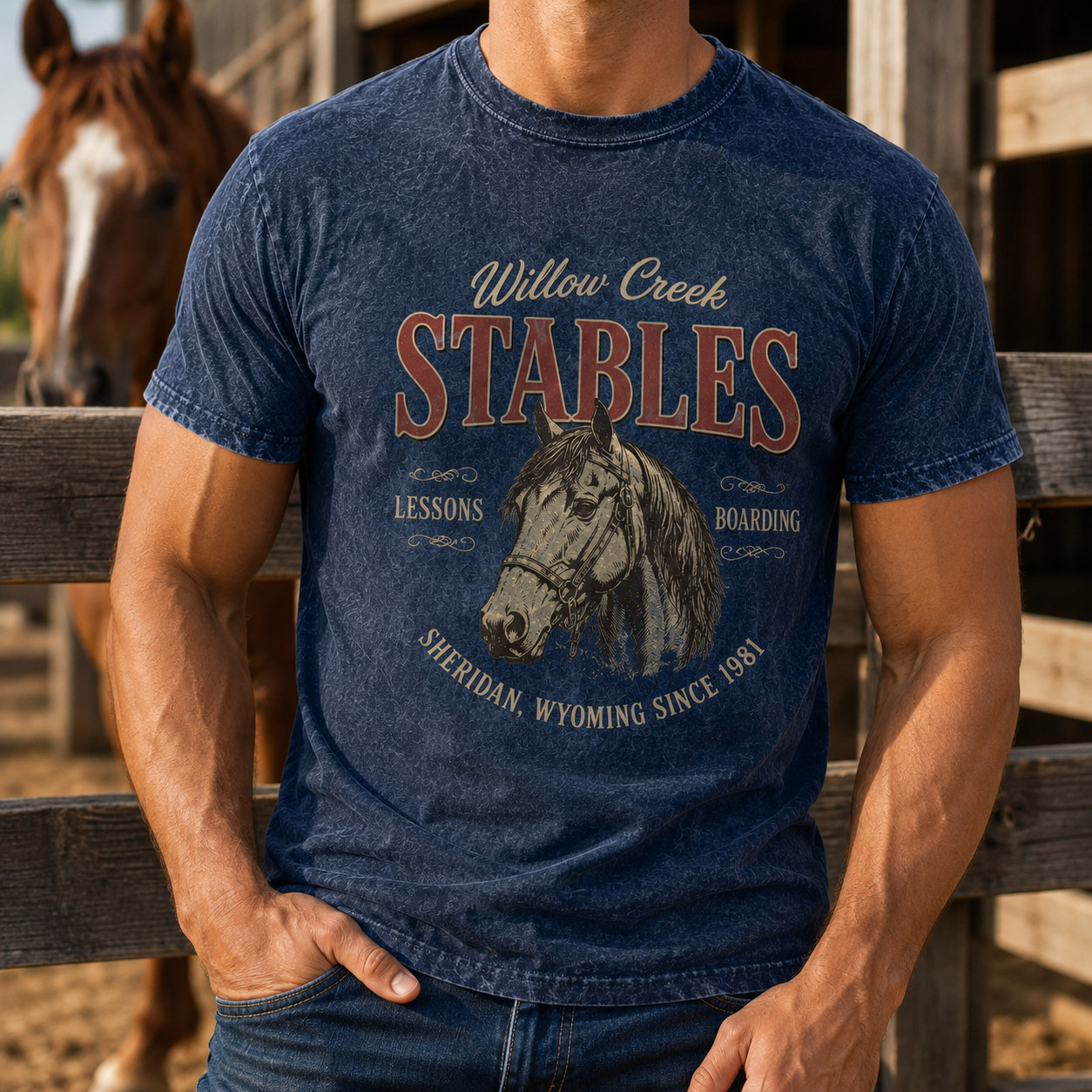 Custom Photo Stables Horse Wash T-Shirt | Personalized Horse Lover Shirt | Gift For Horse Lovers TOM99