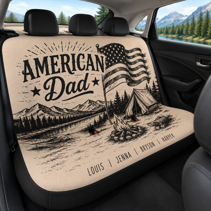 Personalized American Dad Car Rear Seat Cover, Custom Back Seat Protector For Dad, Gift For Dad TOM99