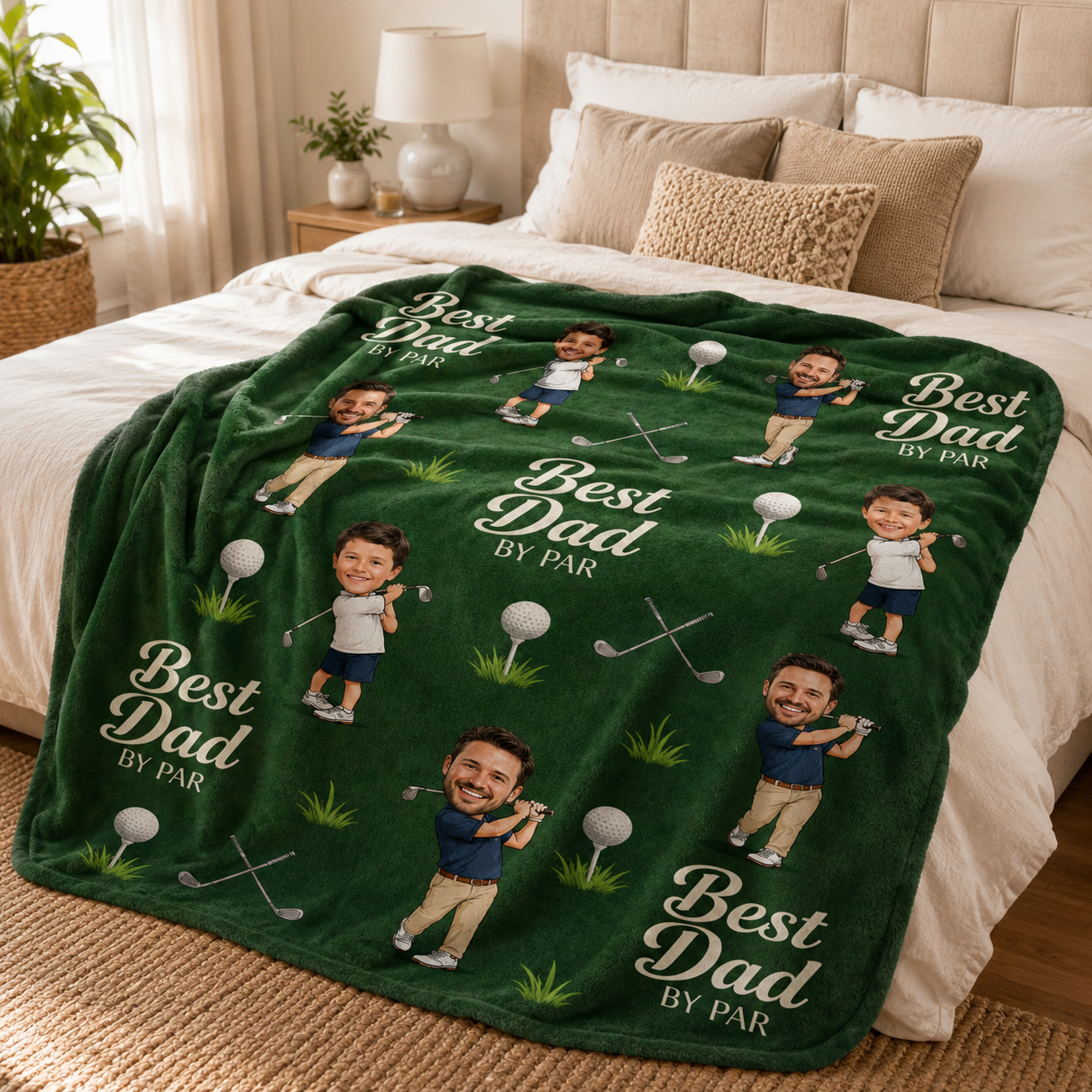 Custom Dad Golf Photo Blanket, Personalized Dad Gifts | Gift For Dad TOM99