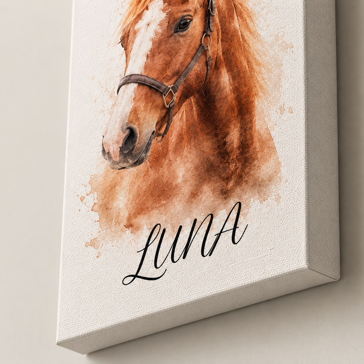 Custom Photo Water Color Horse Wall Art Canvas | Personalized Horse Photo Canvas | Gift For Horse Lovers TOM99