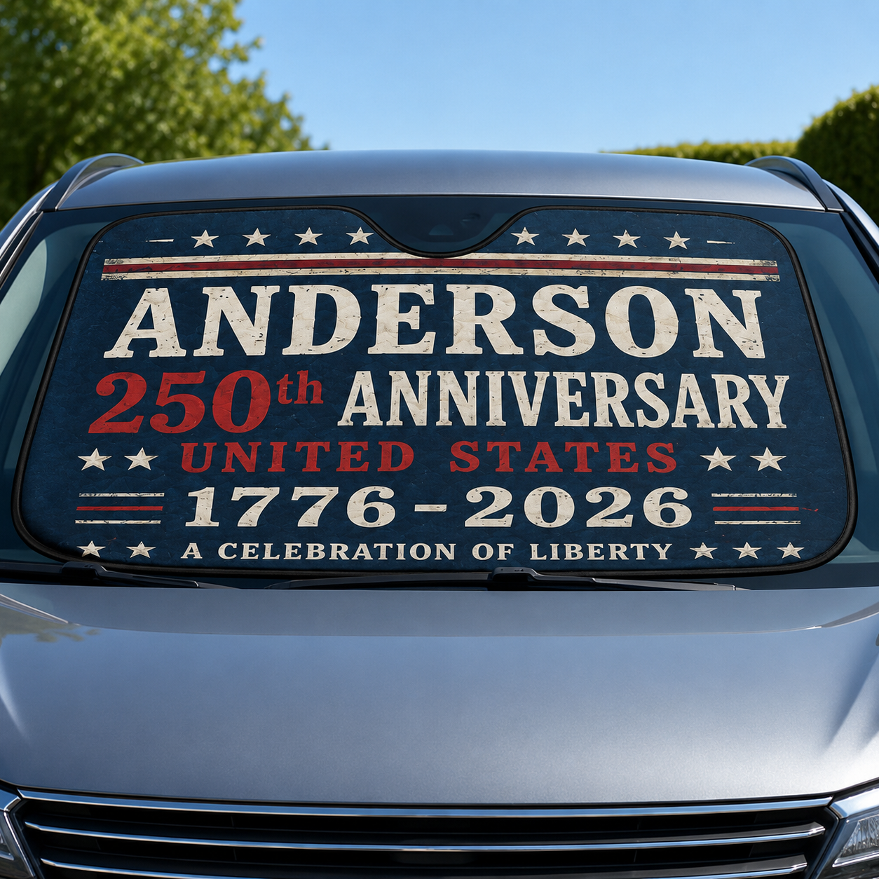 Personalized US Dad Windshield Sun Shade, Custom Car Sun Shade for Dad, Gift For Dad TOM99