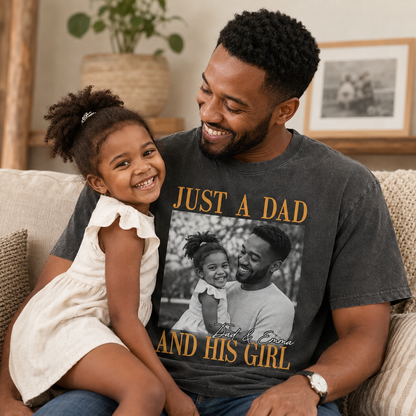 Custom Photo Just A Dad Wash T-Shirt, Personalized Dad Gifts | Gift For Dad TOM99