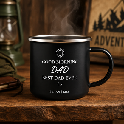 Personalized Dad Camp Mug 12oz, Custom Dad Enamel Cup, Gift For Dad TOM99