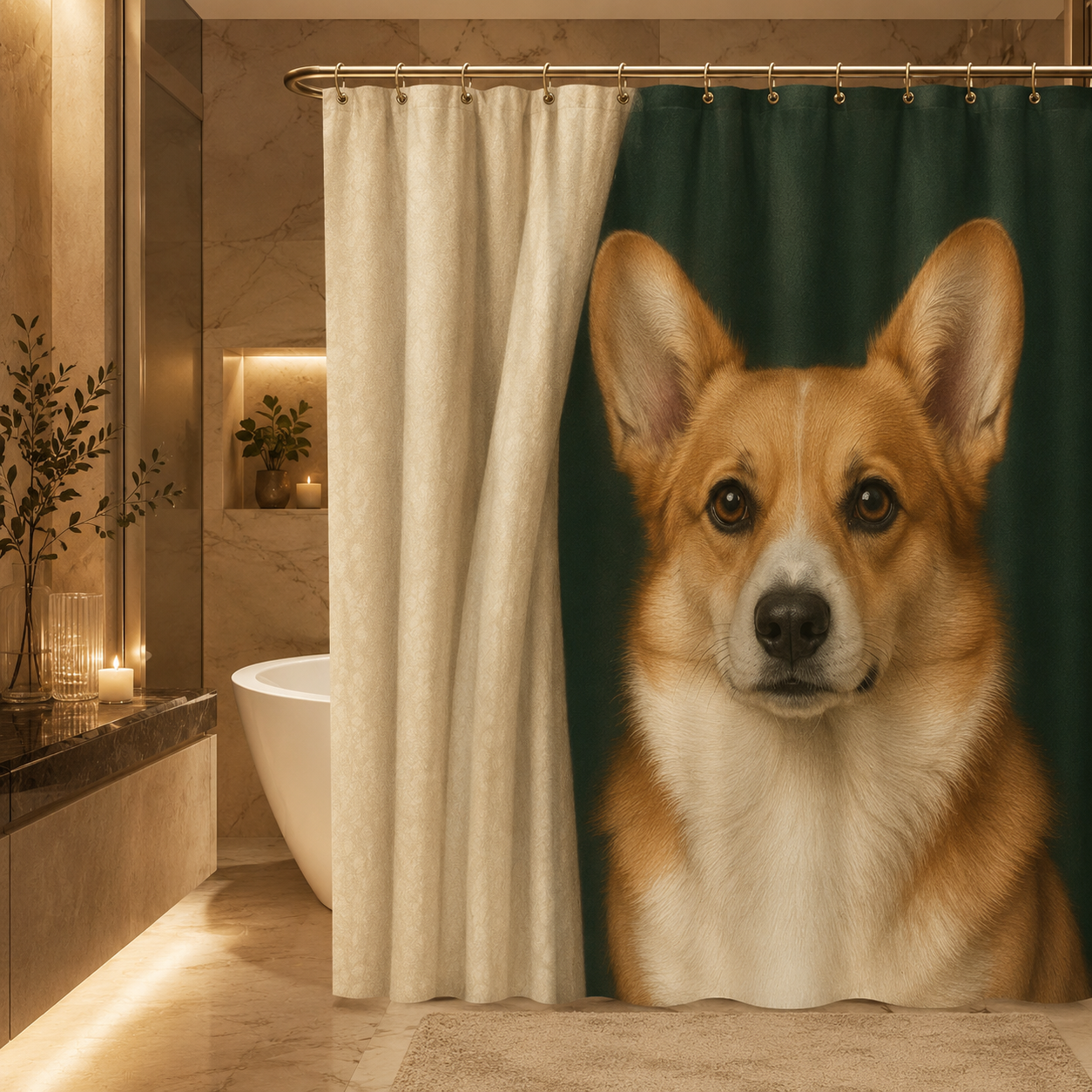 Custom Photo Dog Shower Curtain | Gift For Dog Lovers