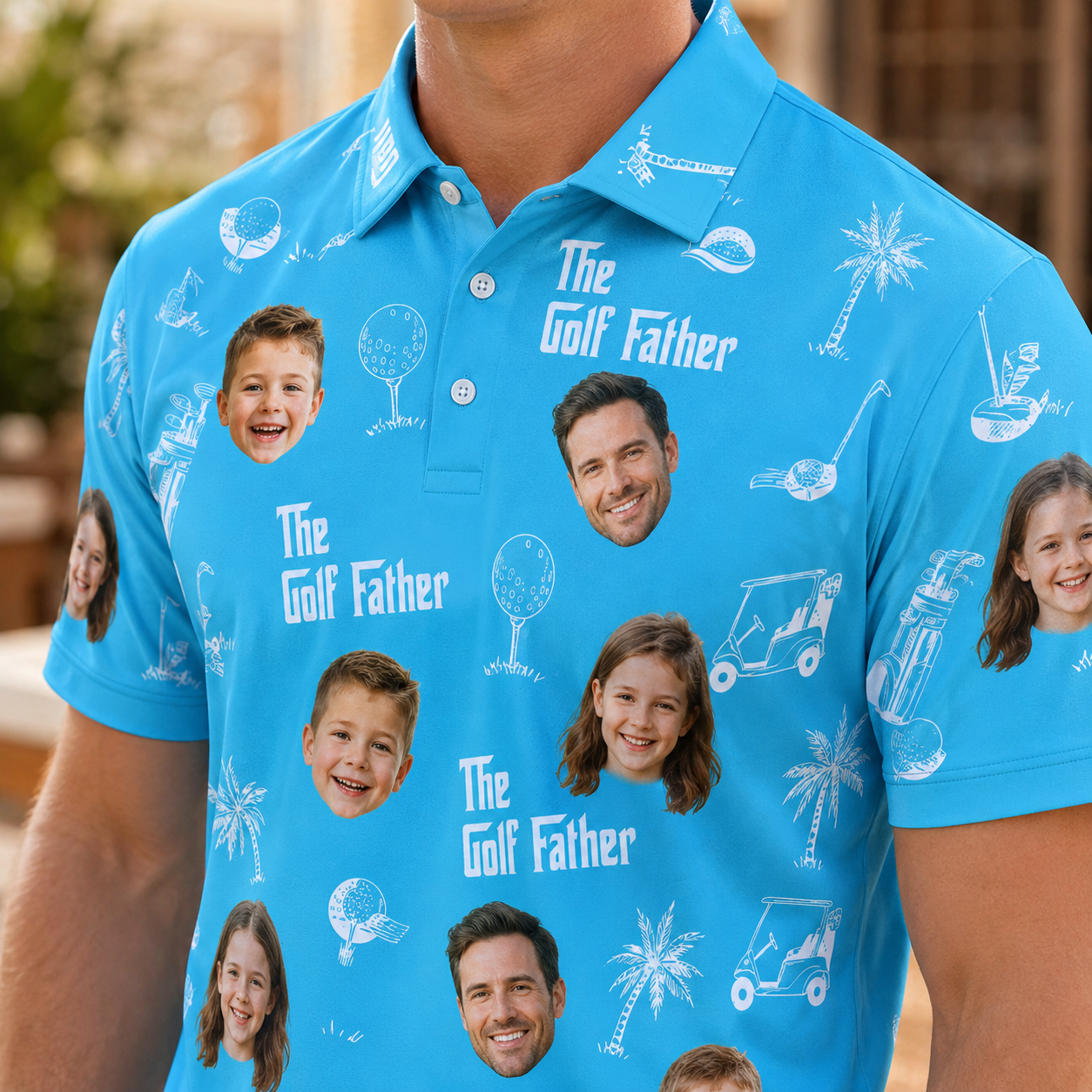 Custom Photo Girl Father Dad Polo Shirt, Personalized Polo Shirt For Husband Dad Grandfather