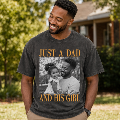 Custom Photo Just A Dad Wash T-Shirt, Personalized Dad Gifts | Gift For Dad TOM99