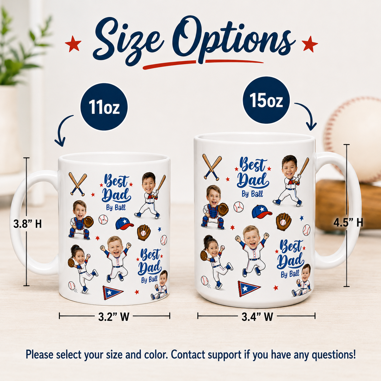 Custom Photo Best Dad By Ball Mug, Personalized Mug Mug For Husband Dad Grandfather TOM99