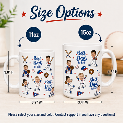 Custom Photo Best Dad By Ball Mug, Personalized Mug Mug For Husband Dad Grandfather TOM99