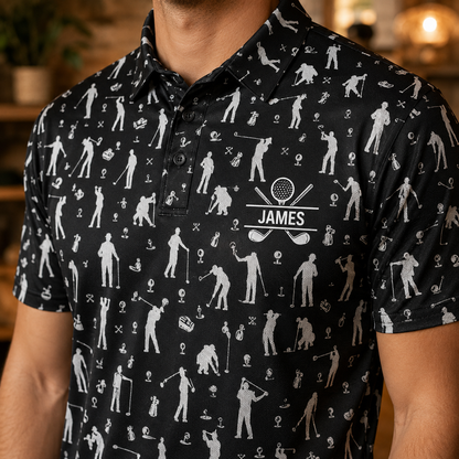 Custom Dad Golf Polo Shirt, Personalized Polo Shirt For Husband Dad Grandfather TOM99
