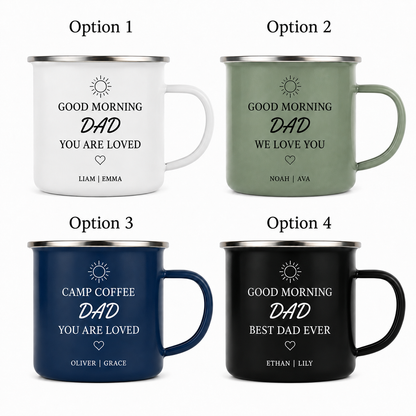 Personalized Dad Camp Mug 12oz, Custom Dad Enamel Cup, Gift For Dad TOM99