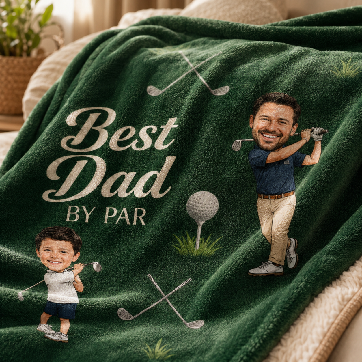 Custom Dad Golf Photo Blanket, Personalized Dad Gifts | Gift For Dad TOM99