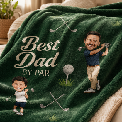 Custom Dad Golf Photo Blanket, Personalized Dad Gifts | Gift For Dad TOM99
