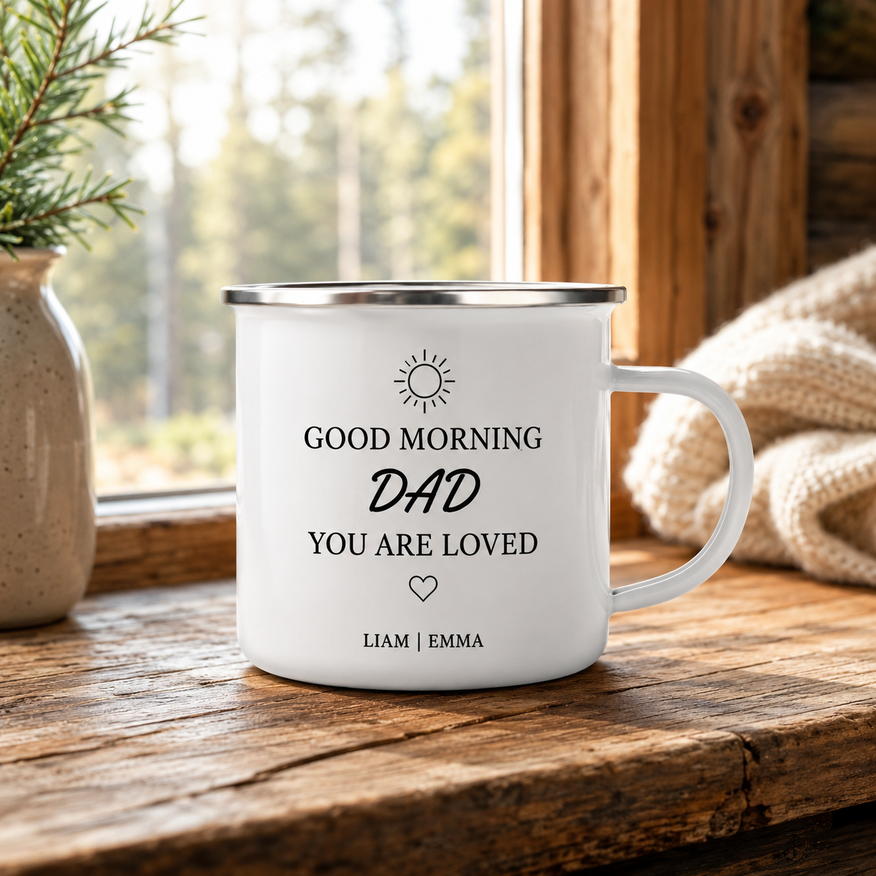 Personalized Dad Camp Mug 12oz, Custom Dad Enamel Cup, Gift For Dad TOM99