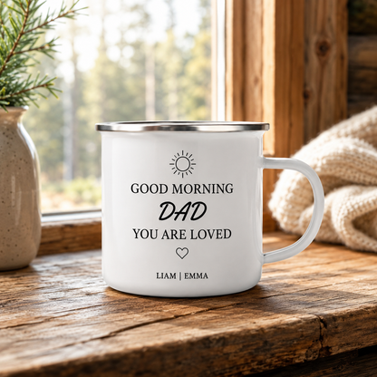 Personalized Dad Camp Mug 12oz, Custom Dad Enamel Cup, Gift For Dad TOM99
