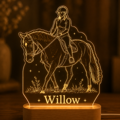 Custom Photo Ride Horse Wooden Led Light | Personalized Horse Photo Wooden Led Light | Gift For Horse Lovers TOM99