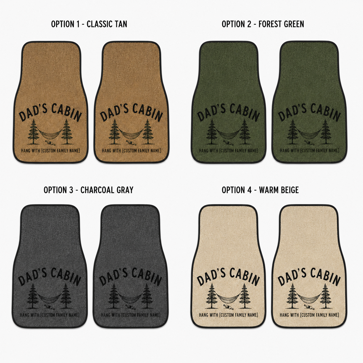 Personalized Dad's Cabin Flannel Car Floor Mats, Custom Dad Floor Mats, Gift For Dad TOM99