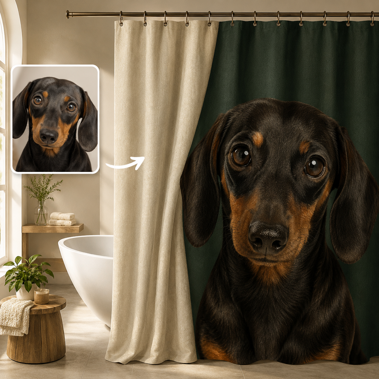 Custom Photo Dog Shower Curtain | Gift For Dog Lovers