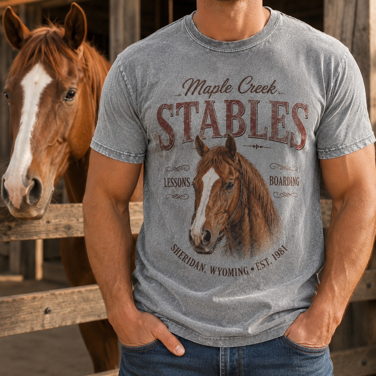 Custom Photo Stables Horse Wash T-Shirt | Personalized Horse Lover Shirt | Gift For Horse Lovers TOM99