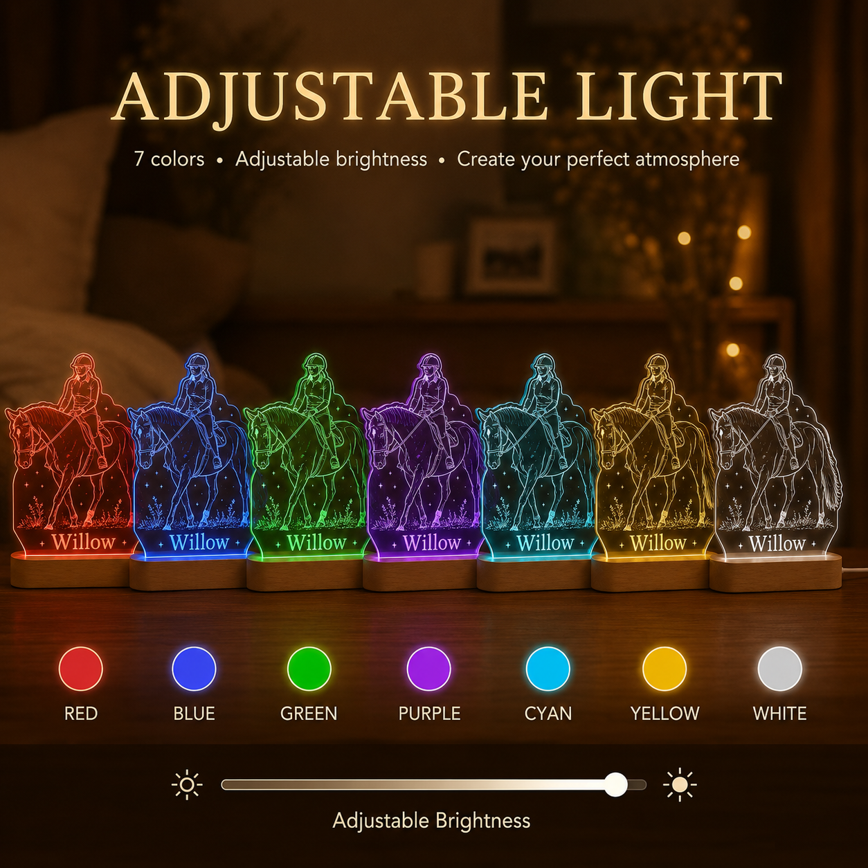 Custom Photo Ride Horse Wooden Led Light | Personalized Horse Photo Wooden Led Light | Gift For Horse Lovers TOM99