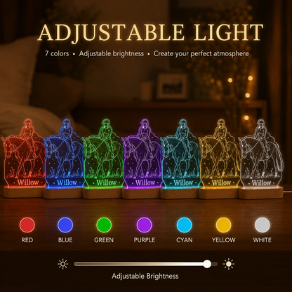 Custom Photo Ride Horse Wooden Led Light | Personalized Horse Photo Wooden Led Light | Gift For Horse Lovers TOM99