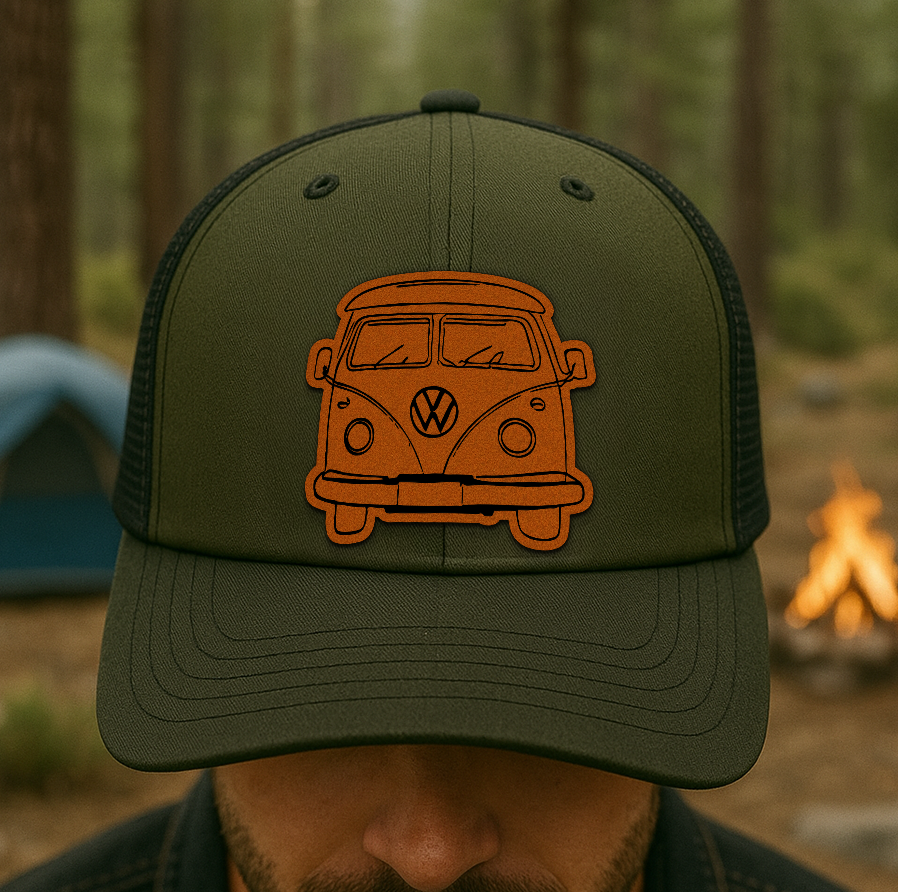 Custom Retro Van Trucker Hat – Yellow VW Camper Patch – Richardson 112 Vanlife Mesh Cap VHA163