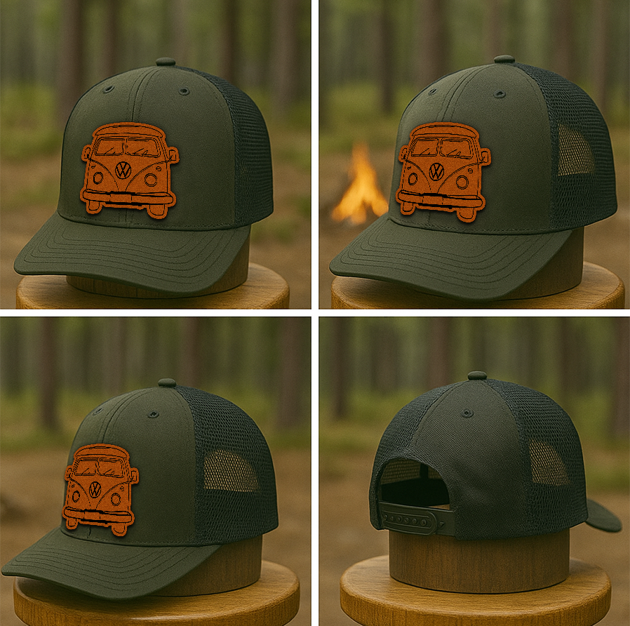 Custom Retro Van Trucker Hat – Yellow VW Camper Patch – Richardson 112 Vanlife Mesh Cap VHA163