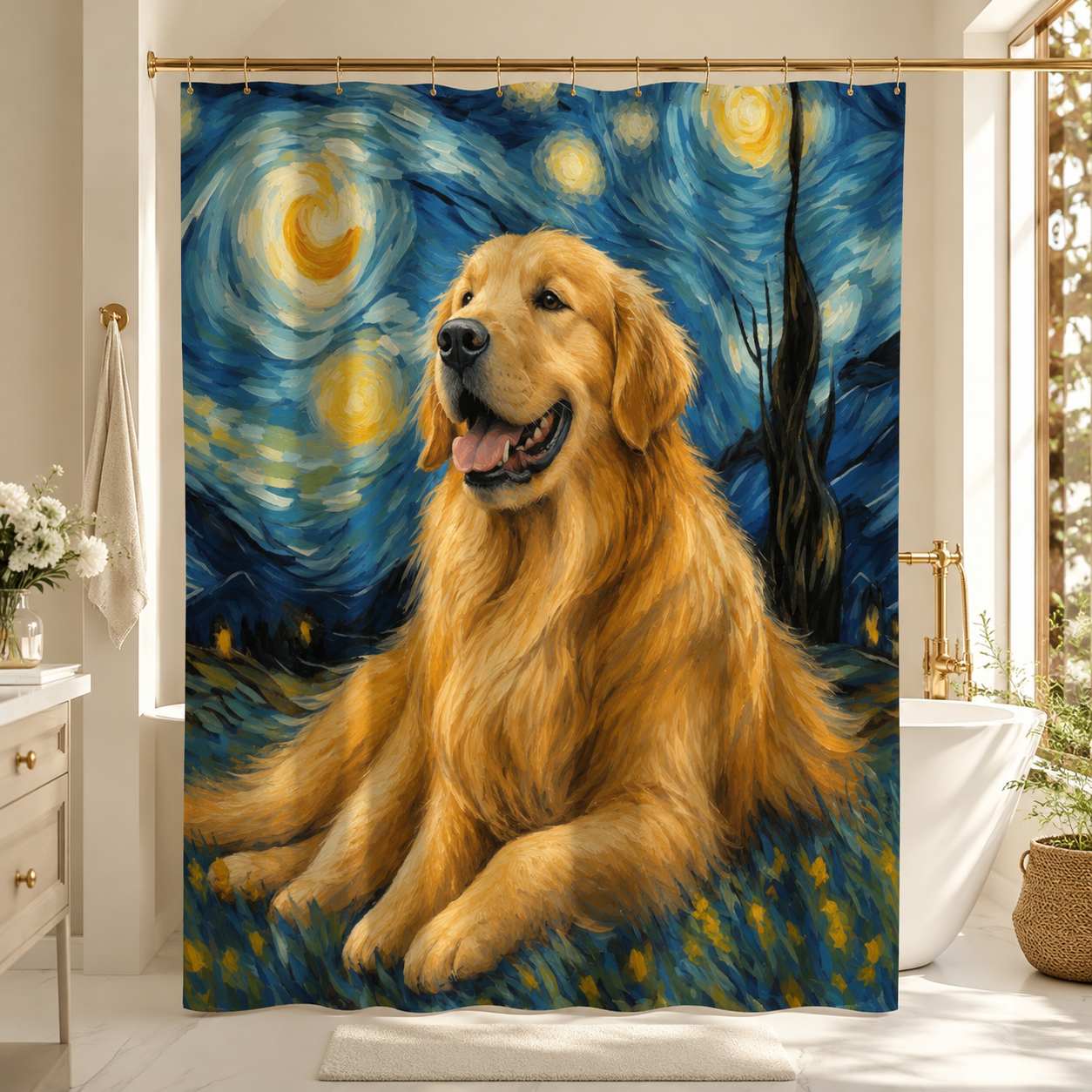 Custom Photo Dog Shower Curtain | Gift For Dog Lovers