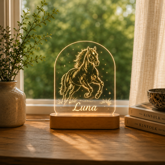 Custom Photo Pure Horse Wooden Led Light | Personalized Horse Photo Wooden Led Light | Gift For Horse Lovers TOM99