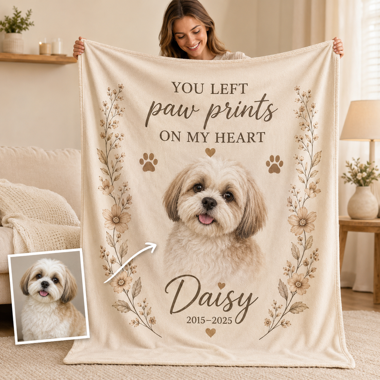 Custom Photo Dog Memories Blanket | Personalized Dog Lovers Gifts | Gift For Dog Lovers TOM99