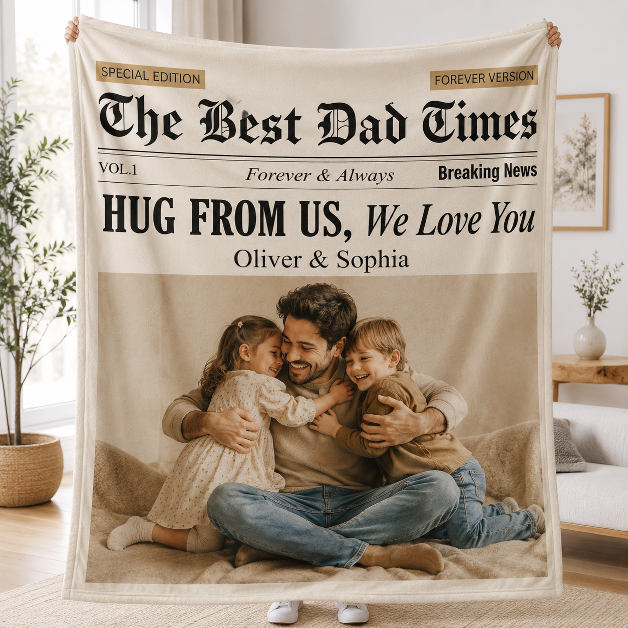 Custom The Best Dad Times Photo Blanket, Personalized Dad Gifts | Gift For Dad TOM99