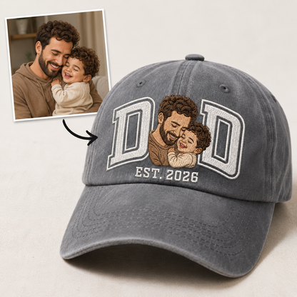 Custom Photo Dad Love Embroidered Hat, Personalized Cap, Custom Portrait Dad Hat, Father’s Day Gift TOM99