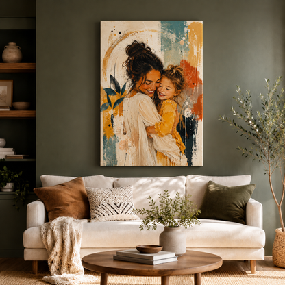 Custom Photo Water Color Mom Canvas Wall Art - Custom Gift For Mom TOM99