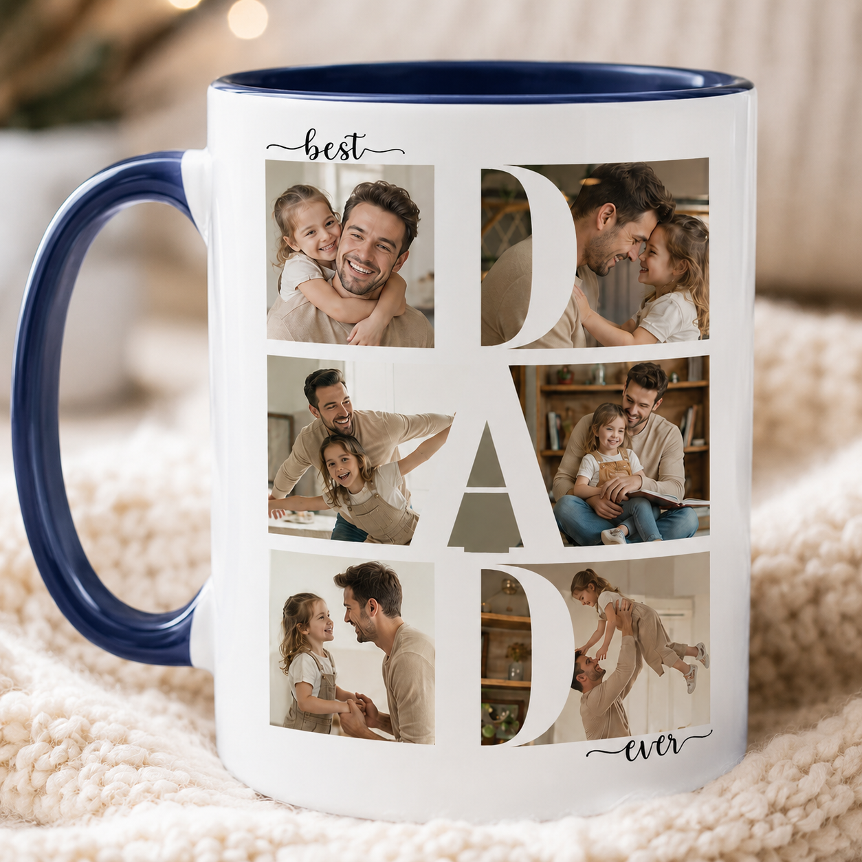 Custom Photo Best Dad Mug, Personalized Mug Mug For Husband Dad Grandfather TOM99
