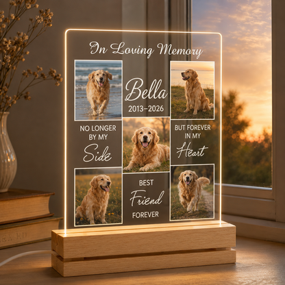 Custom Photo Dog In Loving Memory Wooden LED Light | Personalized Dog Photo LED Night Light | Pet Loss Sympathy Gift TOM99
