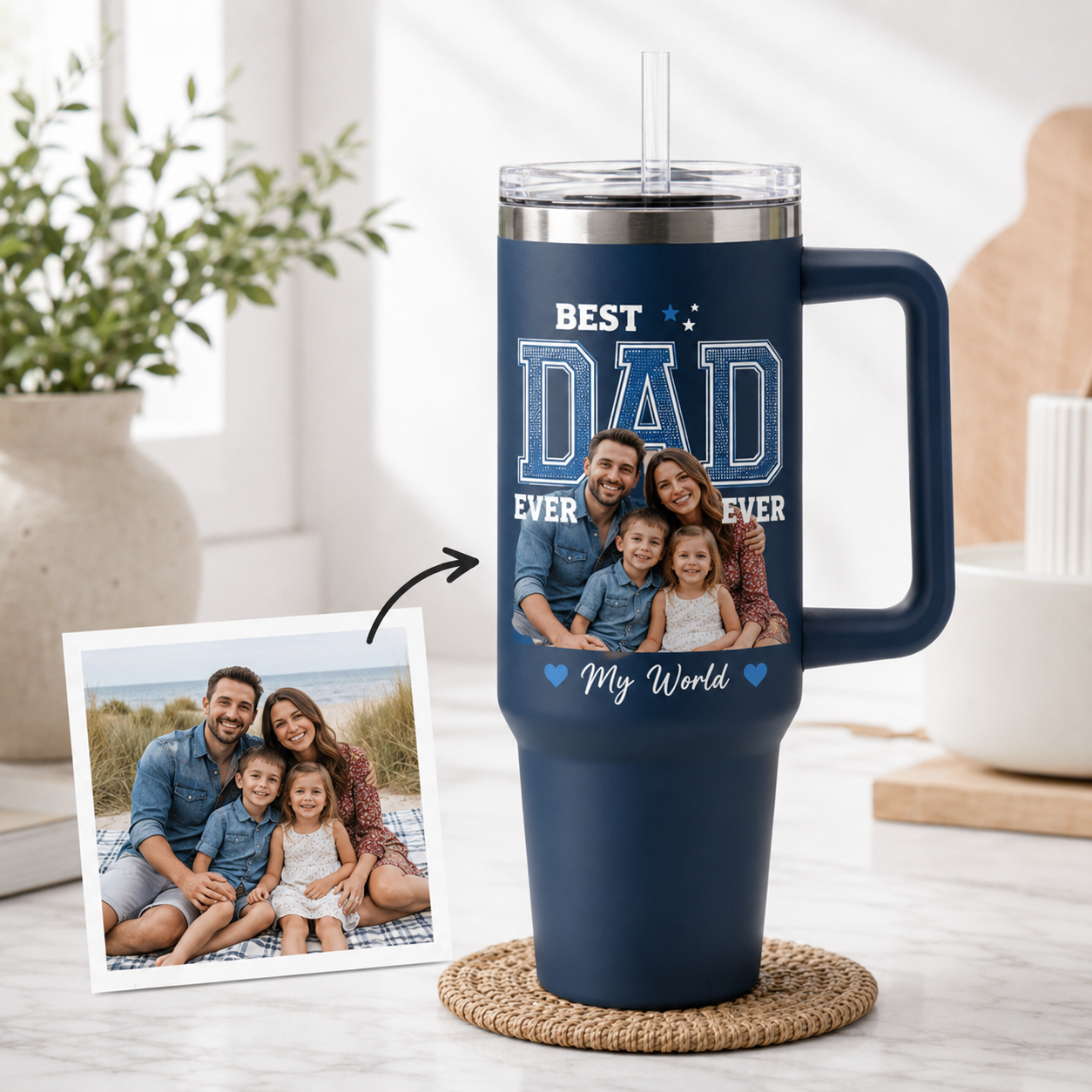 Custom Best Dad 40oz Tumbler, Personalized Dad Tumbler, Father’s Day Gift TOM99