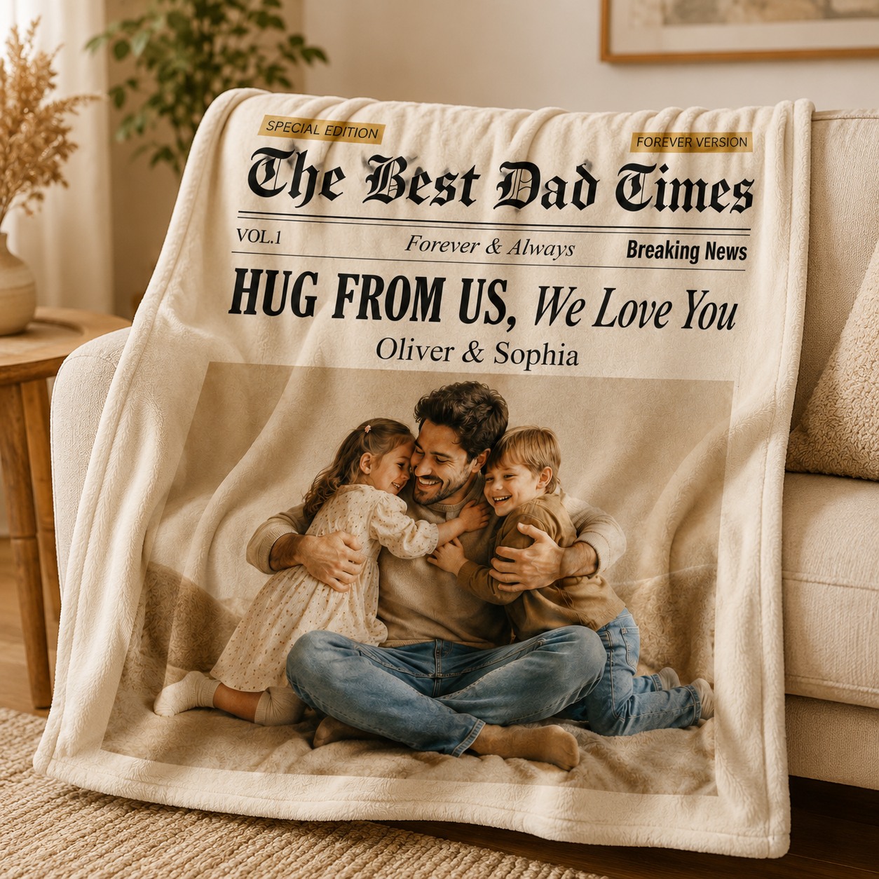Custom The Best Dad Times Photo Blanket, Personalized Dad Gifts | Gift For Dad TOM99
