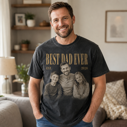 Custom Best Dad & Kids Photo Wash T-Shirt, Personalized Dad Gifts | Gift For Dad TOM99