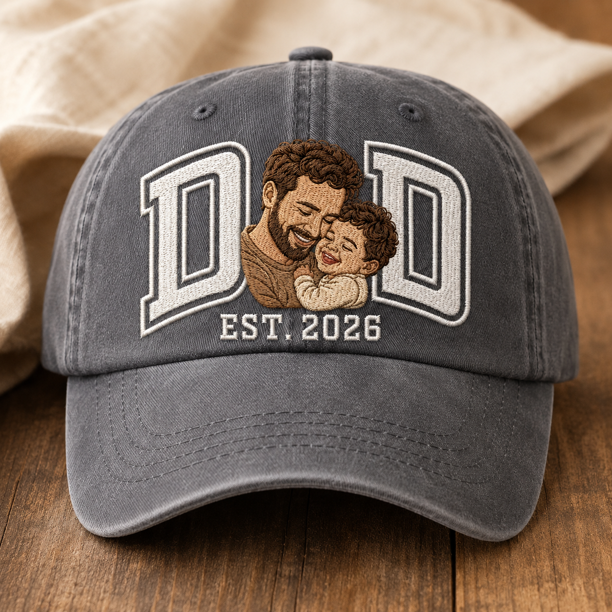Custom Photo Dad Love Embroidered Hat, Personalized Cap, Custom Portrait Dad Hat, Father’s Day Gift TOM99