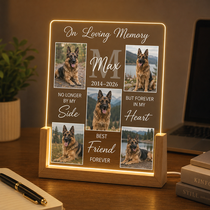 Custom Photo Dog In Loving Memory Wooden LED Light | Personalized Dog Photo LED Night Light | Pet Loss Sympathy Gift TOM99