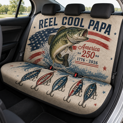 Personalized Reel Cool Papa Car Rear Seat Cover, Custom Back Seat Protector For Dad, Gift For Dad TOM99