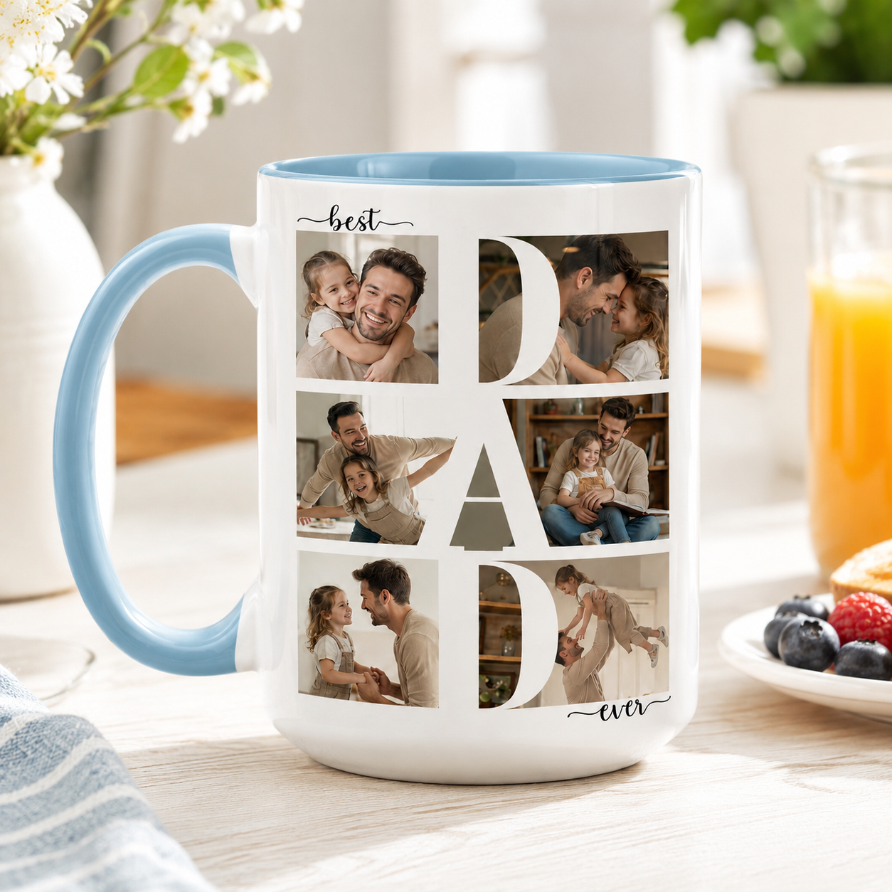 Custom Photo Best Dad Mug, Personalized Mug Mug For Husband Dad Grandfather TOM99