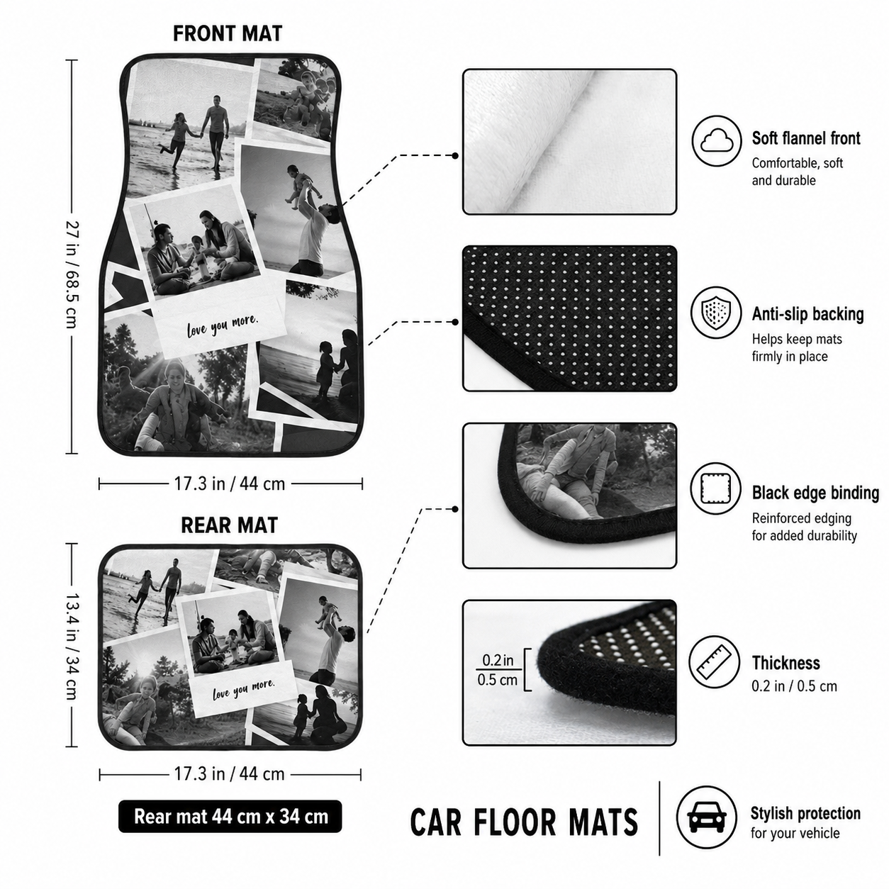 Personalized Dad Memories Flannel Car Floor Mats, Custom Dad Floor Mats, Gift For Dad TOM99
