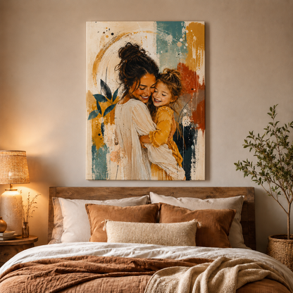 Custom Photo Water Color Mom Canvas Wall Art - Custom Gift For Mom TOM99