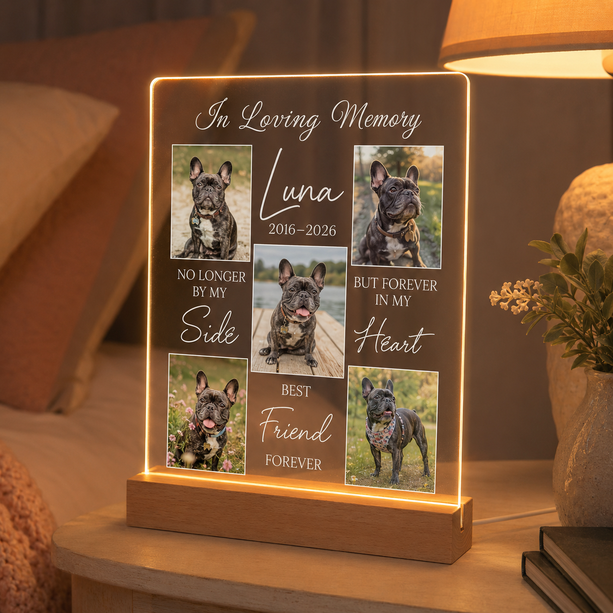 Custom Photo Dog In Loving Memory Wooden LED Light | Personalized Dog Photo LED Night Light | Pet Loss Sympathy Gift TOM99