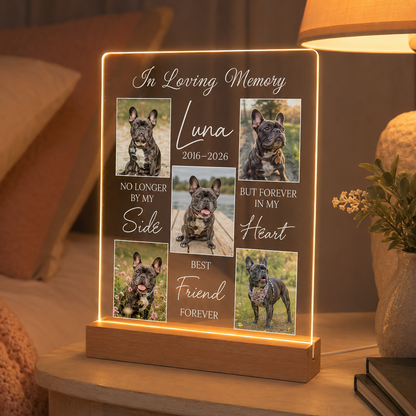 Custom Photo Dog In Loving Memory Wooden LED Light | Personalized Dog Photo LED Night Light | Pet Loss Sympathy Gift TOM99